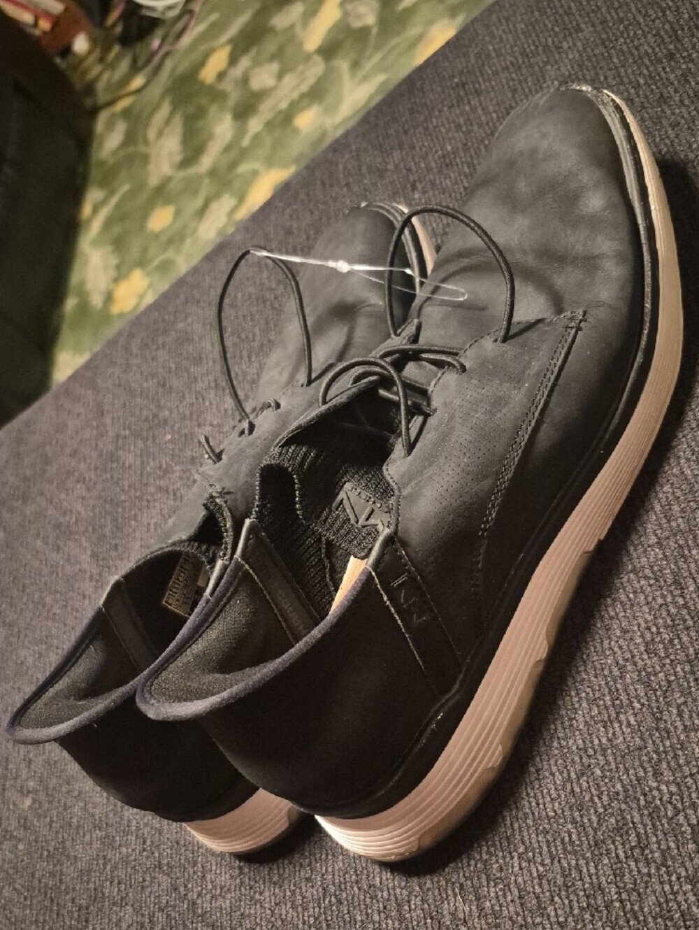 Mark Nason Black Slip-On Lace Sneakers with White Rim - Picture 2 of 10